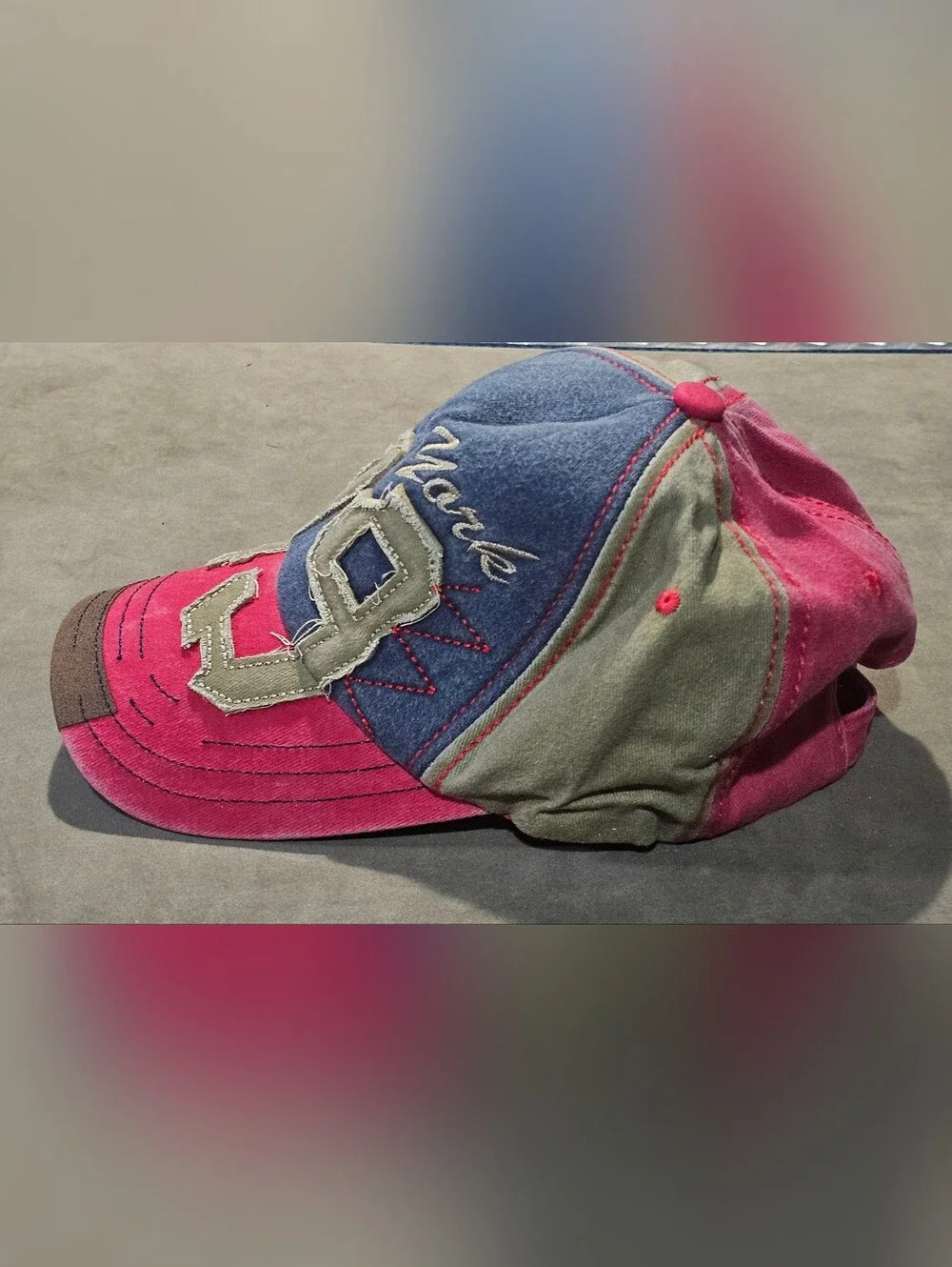 Men & Women's Vintage Hat, Adjustable Blue and Pink Baseball Cap - NWOT